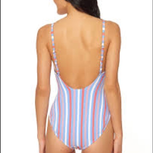 Jessica Simpson Miami stripe tie one piece swim suit M - Picture 2 of 5
